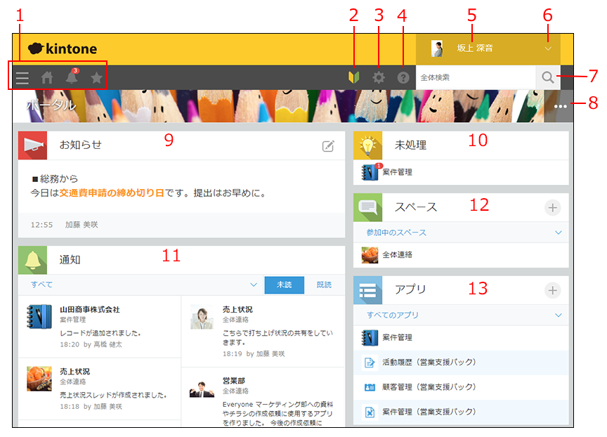 kintoneポータル画面